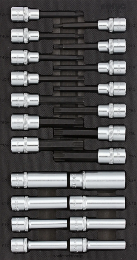 pålitelig socket & socketbit sett 1/2" sfs 1/3 22-stk Sonic DH6XR830