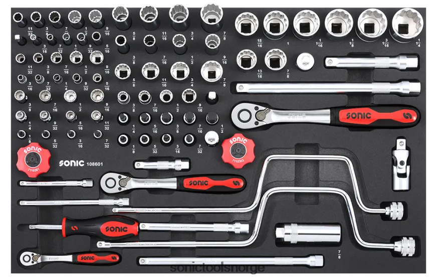klassisk bitsokkelsett 1/4" 3/8" & 1/2" sfs 86-stk (luftfart) Sonic DH6XR226