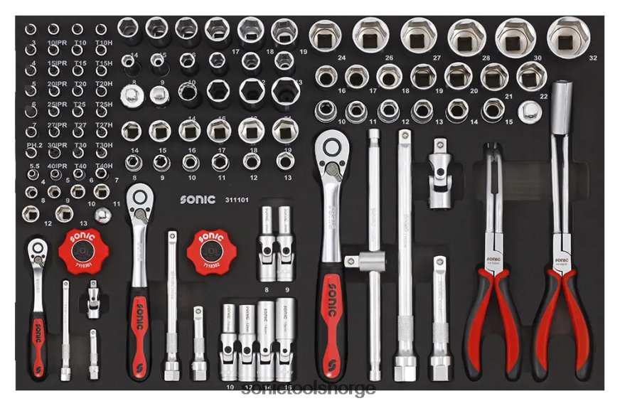 praktisk bitsokkelsett 1/4" 3/8" & 1/2" sfs 111-stk Sonic DH6XR223