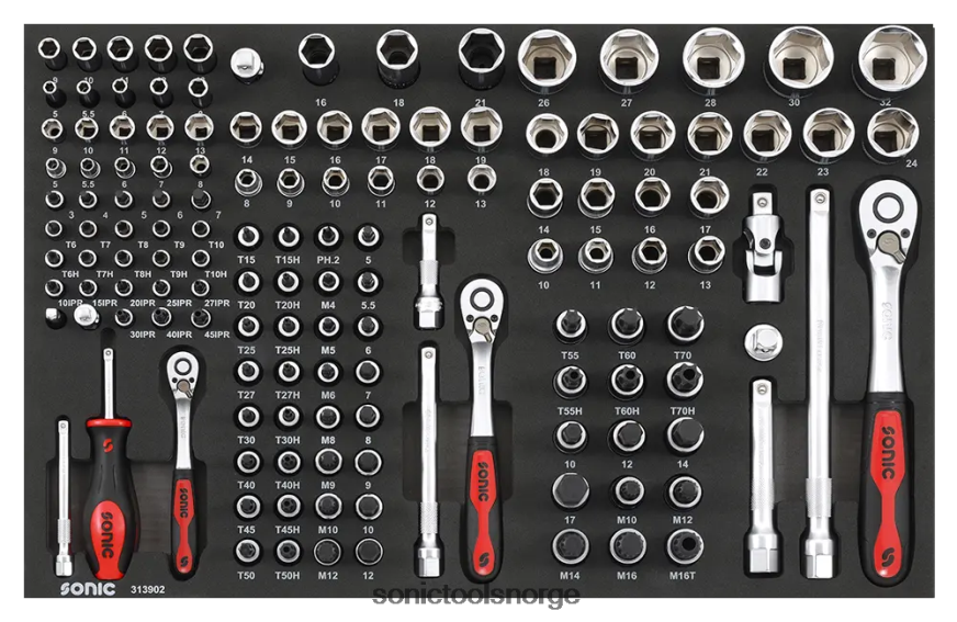 siste bitsokkelsett 1/4" 3/8" & 1/2" sfs 139-stk Sonic DH6XR225