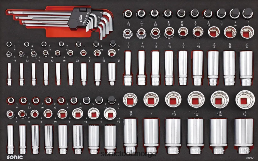 siste stikkontaktsett 1/4" 3/8" & 1/2" 12 pt. (sae) sfs 100-stk Sonic DH6XR891