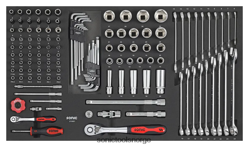 pålitelig hylse 1/4" 1/2" og skiftenøkkel sfs 130-stk Sonic DH6XR914