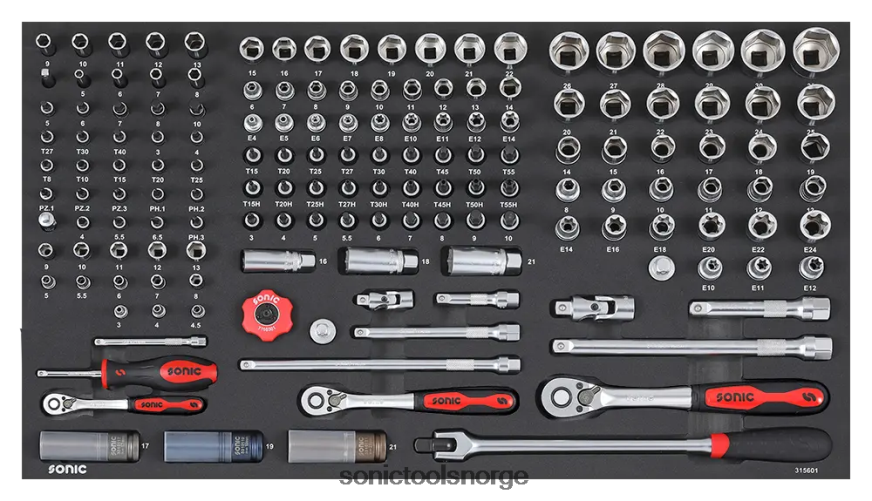 pålitelig kombinasjonssett 1/4" 3/8" og 1/2" sfs 156-stk Sonic DH6XR240