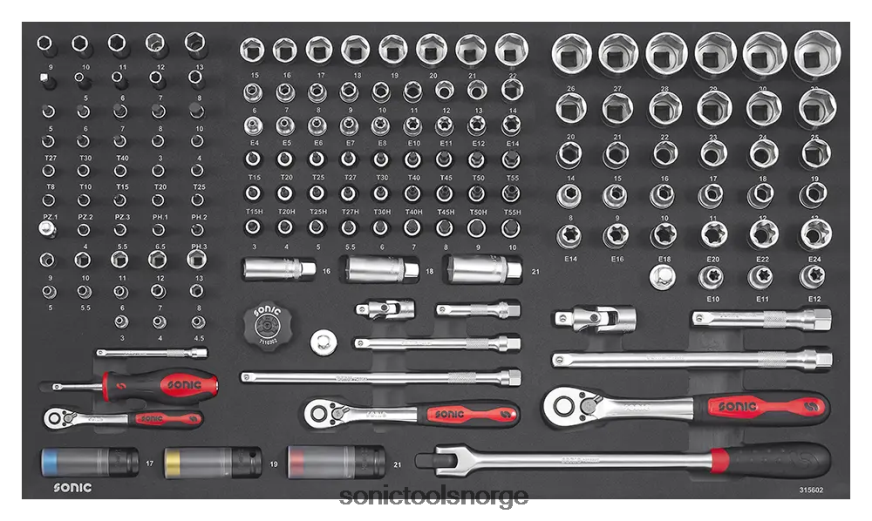 praktisk ejumbo 156 stk 1/4"&3/8"&1/2" sett Sonic DH6XR243