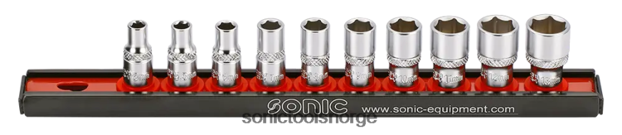 praktisk stikkontaktsett 1/4" på skinne 10-stk Sonic DH6XR945