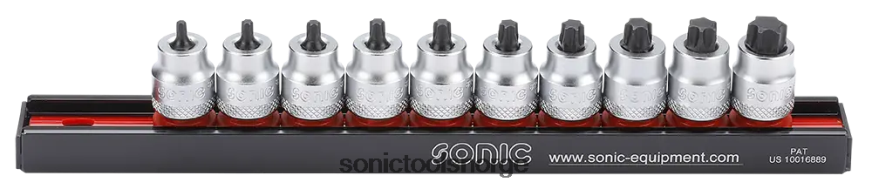 siste 10 stk 3/8" star low socket bit satt på skinne Sonic DH6XR321